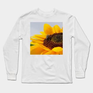 Vibrant Yellow Sunflower and Bee Long Sleeve T-Shirt